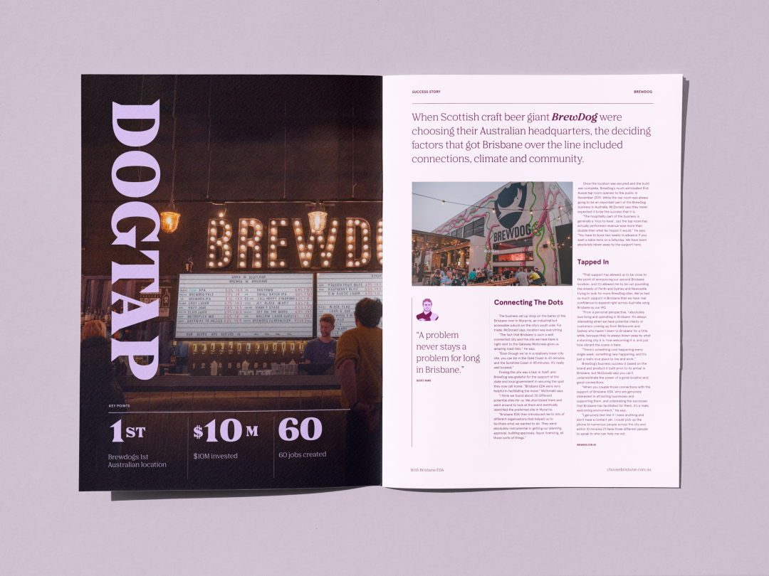 Brochure design featuring bold typography and interesting layouts