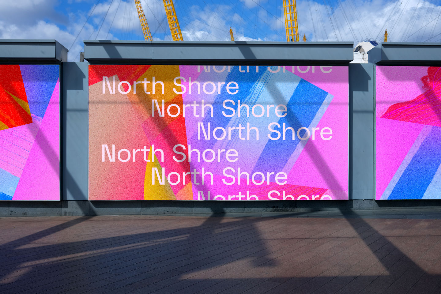 Hoarding for the North Shore precinct in Brisbane, designed for the 2023 Brisbane Festival brand identity.