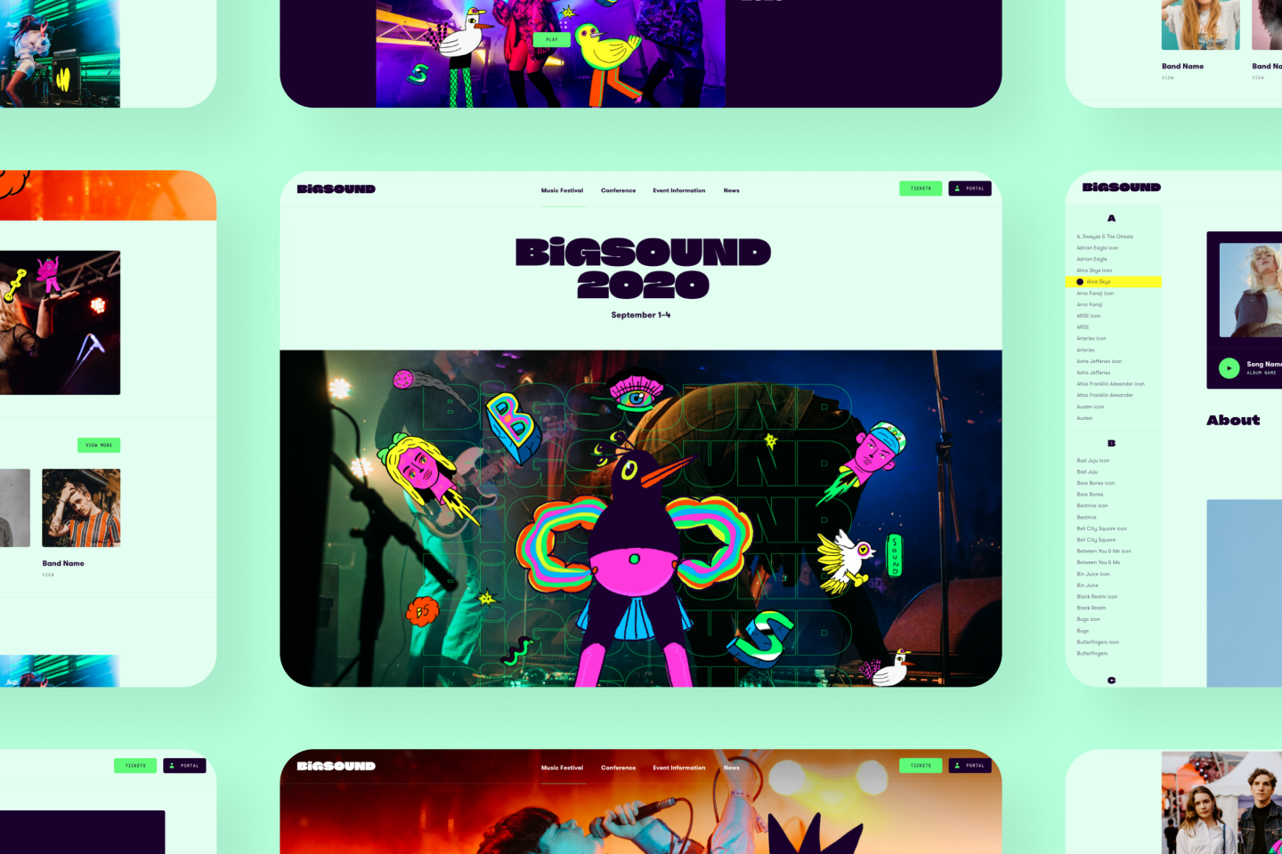 Modern website design for the Bigsound 2021 brand