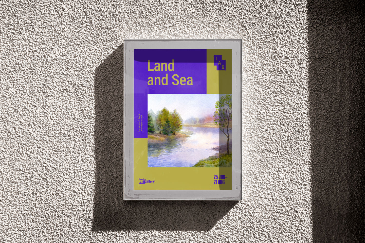 Structured, contemporary poster designed for the Ipswich Art Gallery brand