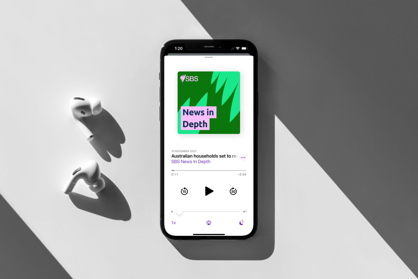 Podcast tile design on a phone