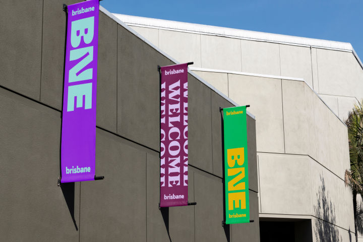 Flagpole banner designs for Brisbane brand identity